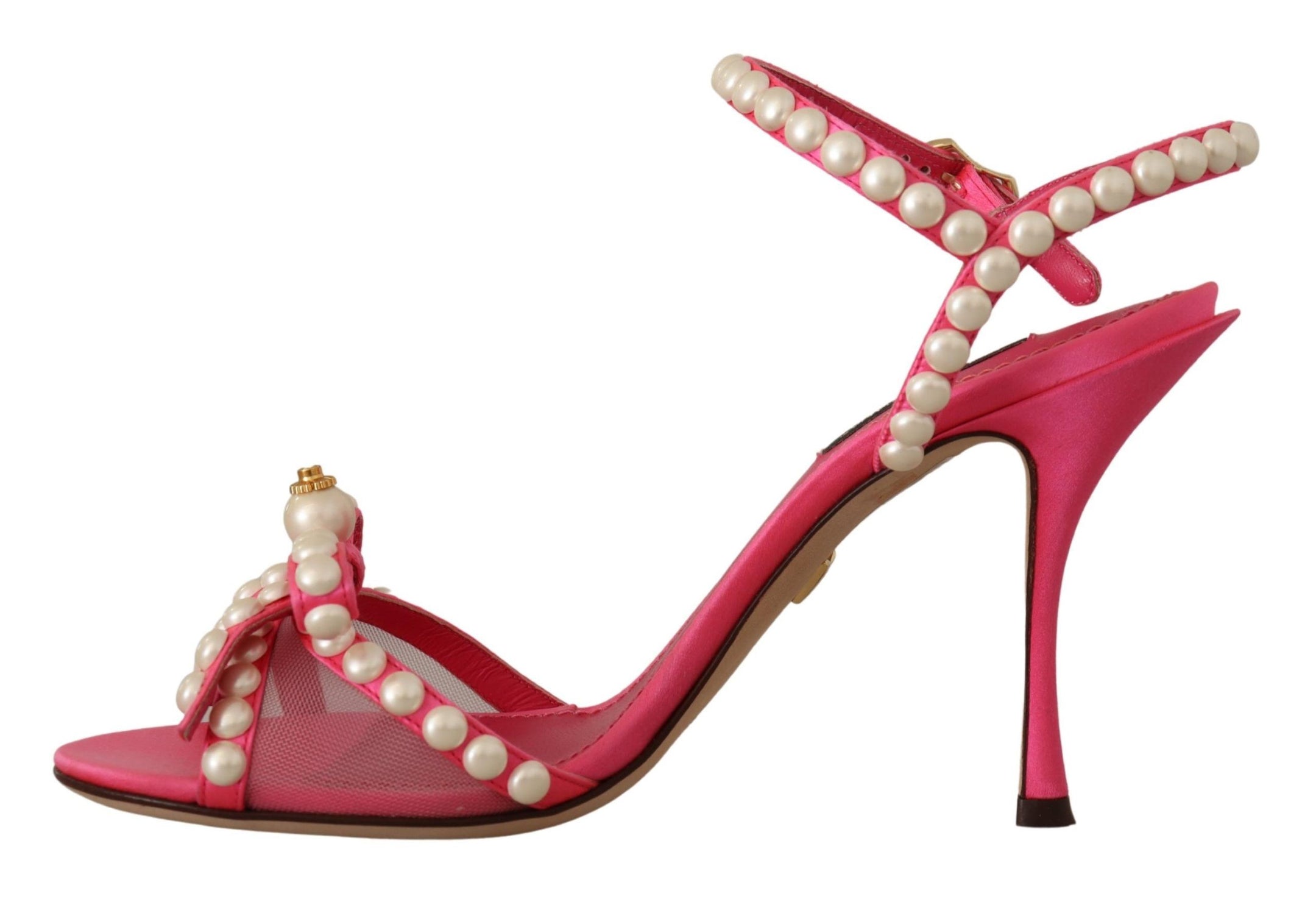 Buy Elegant Pink Pearl Embellished Heels Sandals by Dolce & Gabbana