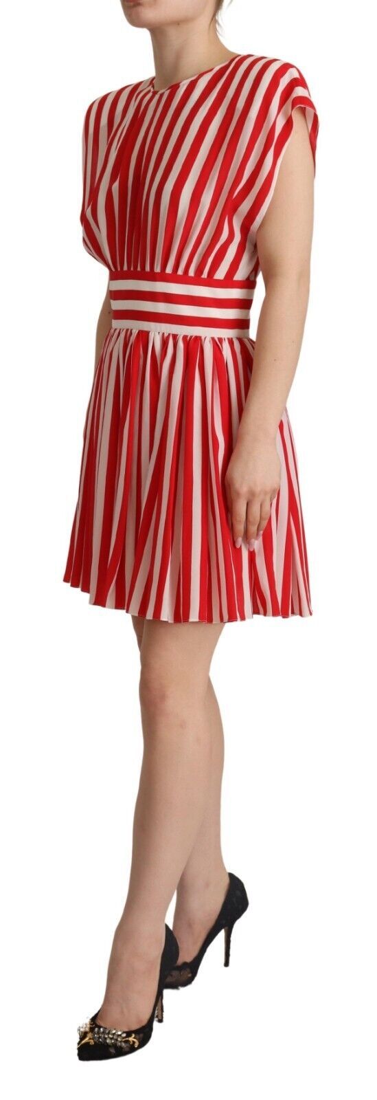 Elegant Striped Silk A-Line Mini Dress