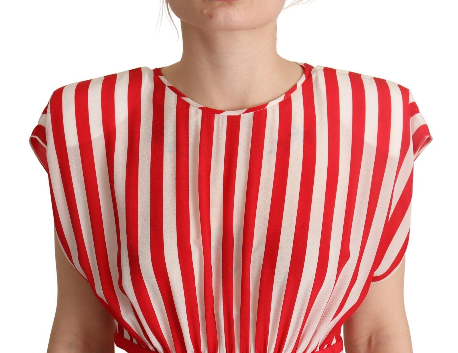 Buy Elegant Striped Silk A-Line Mini Dress by Dolce & Gabbana