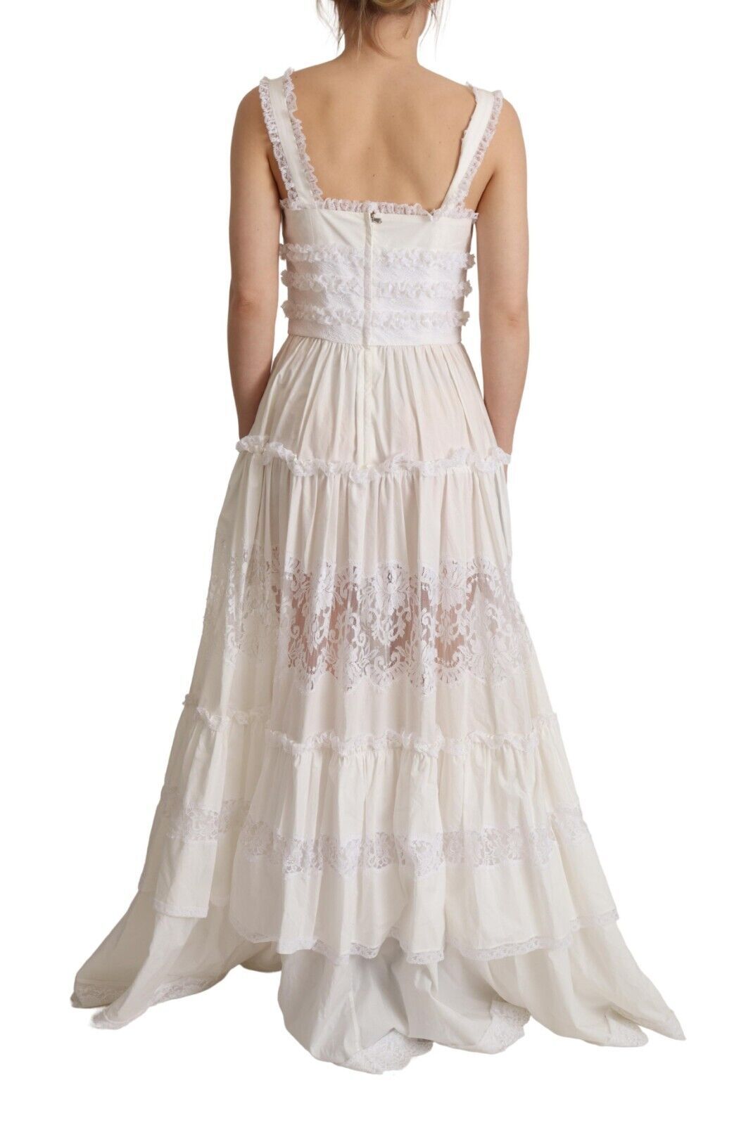 Buy Elegant White A-Line Tiered Maxi Dress by Dolce & Gabbana