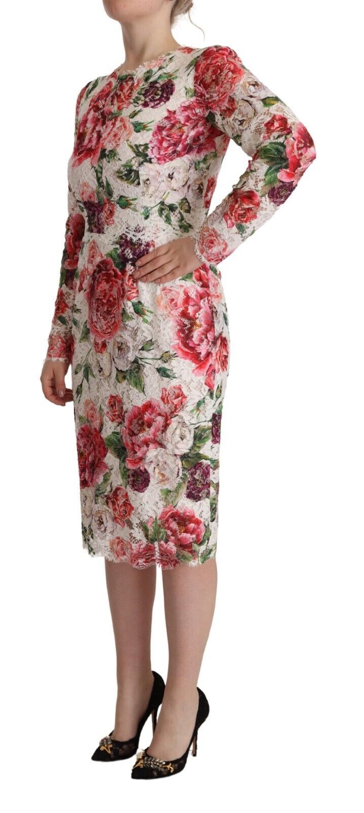 Buy Elegant Sheath Lace Floral Midi Dress by Dolce & Gabbana