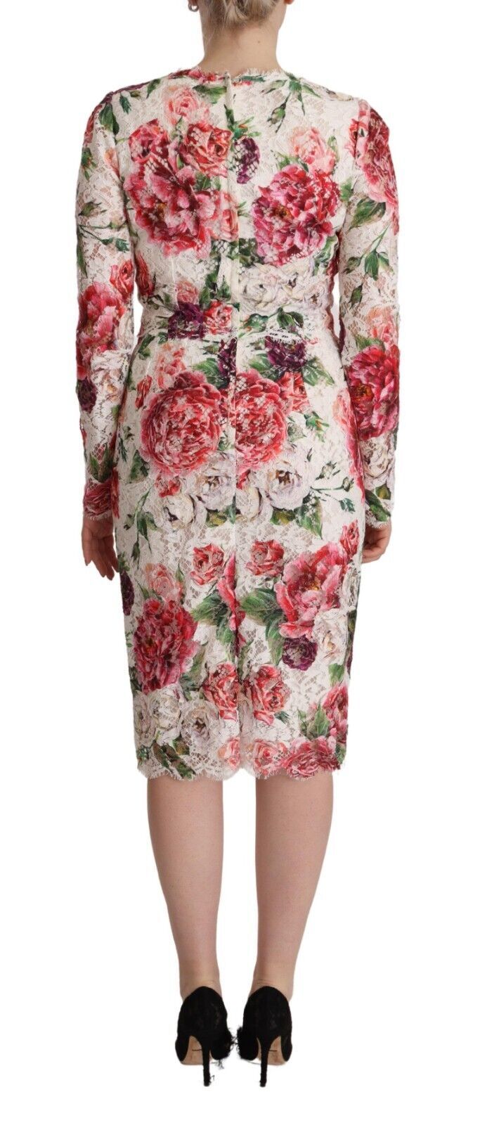 Buy Elegant Sheath Lace Floral Midi Dress by Dolce & Gabbana