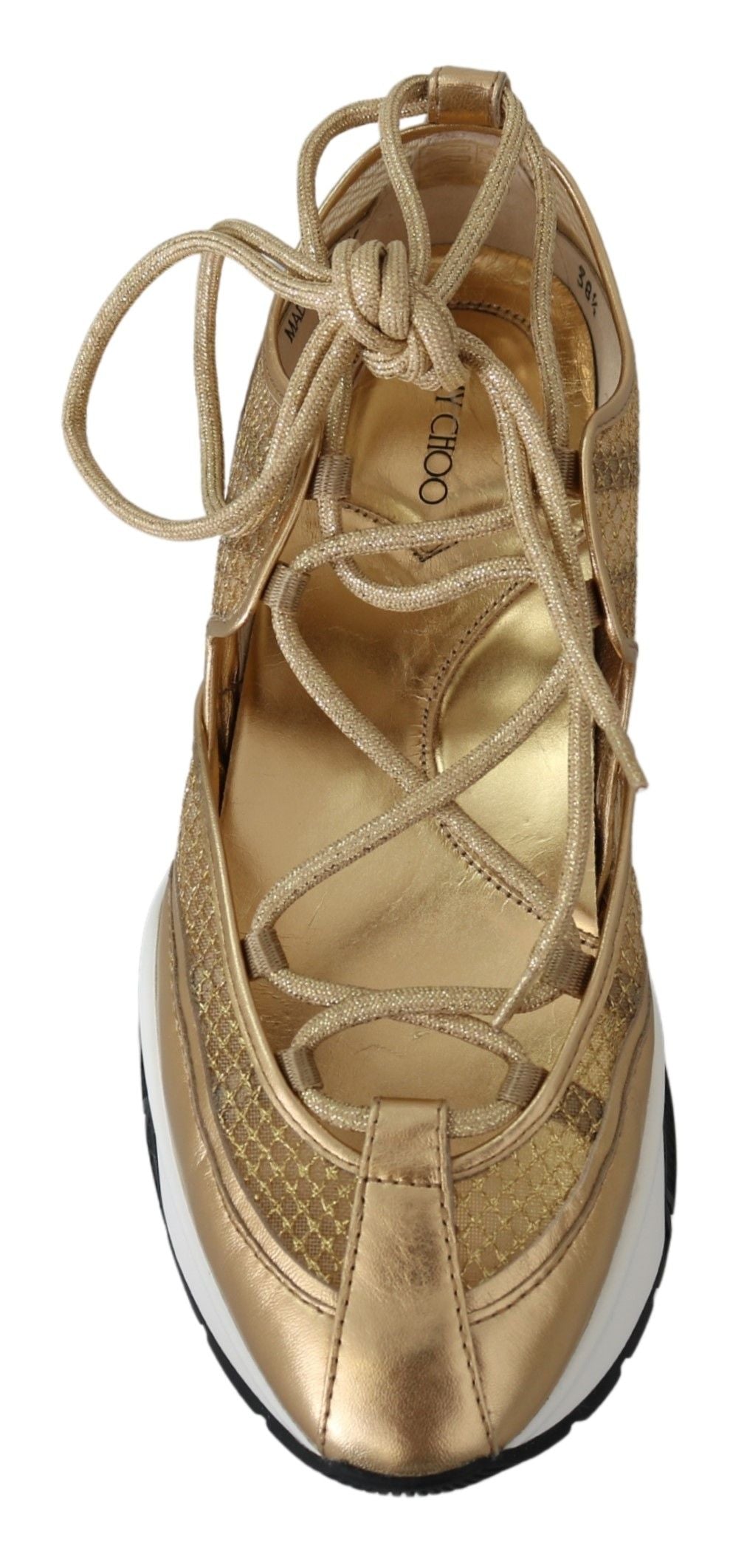 Buy Golden Glamour Mesh Leather Sneakers by Jimmy Choo