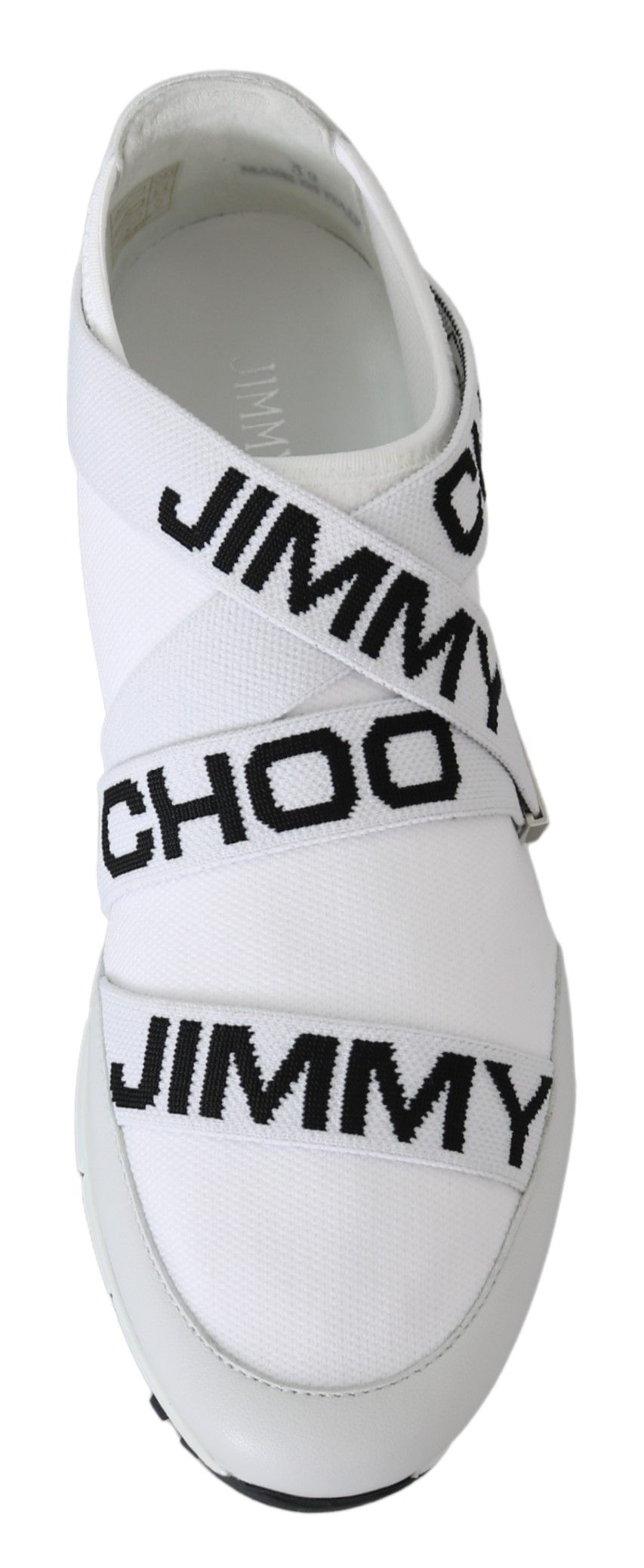 Buy Chic White and Blue Nappa Knit Sneakers by Jimmy Choo