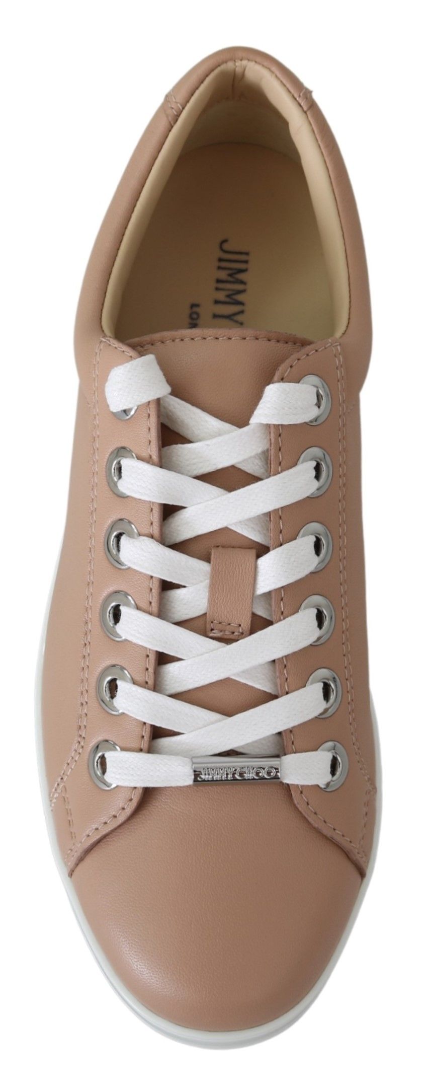 Buy Powder Pink Nappa Leather Sneakers by Jimmy Choo