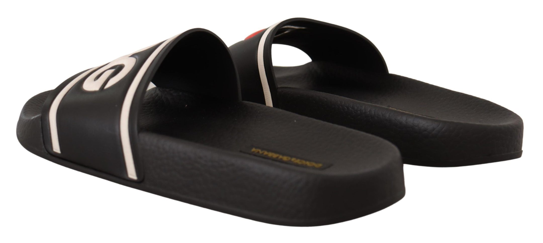 Buy Elegant Black Leather Slide Sandals for Her by Dolce & Gabbana