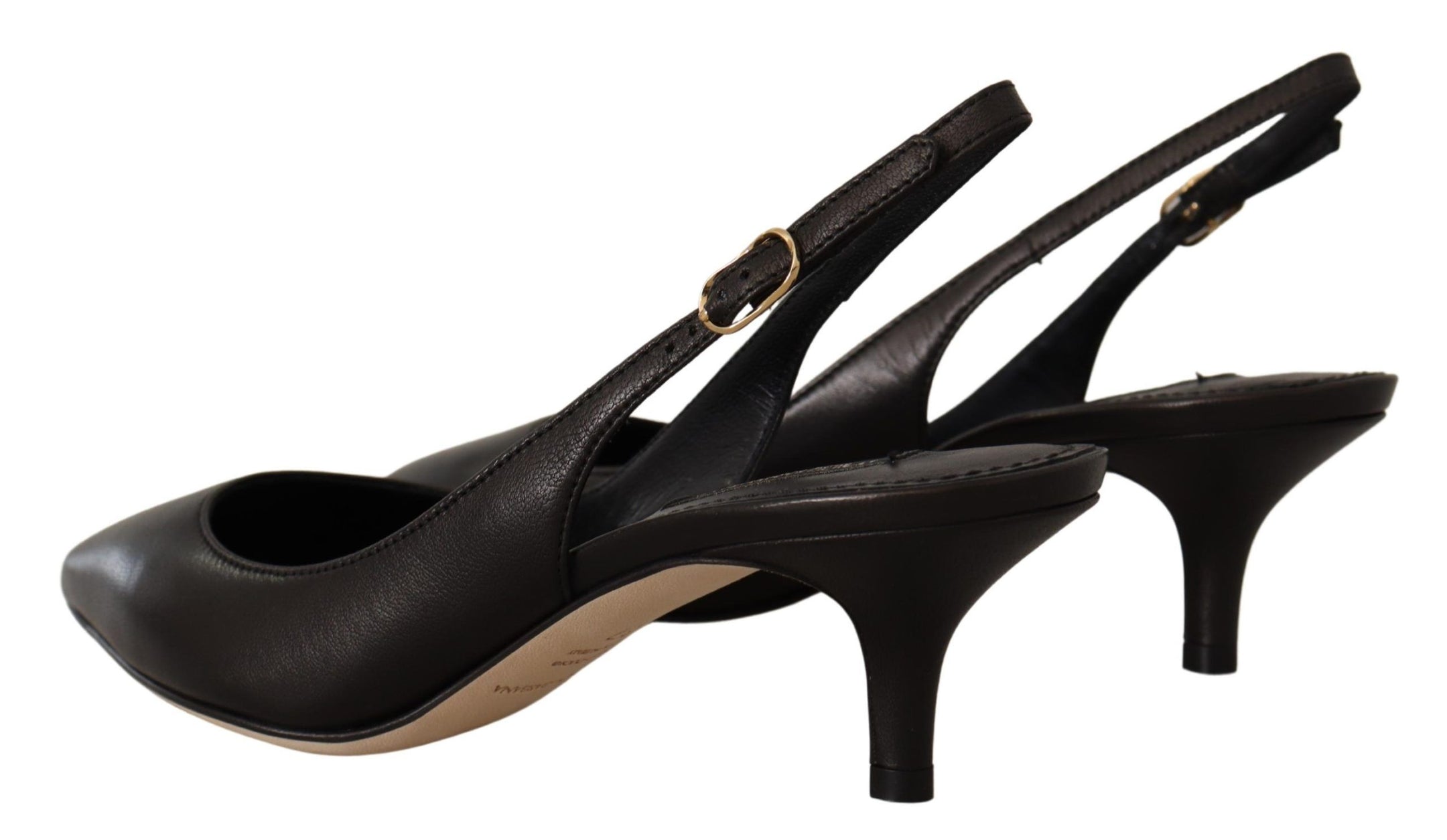 Buy Elegant Black Leather Slingbacks Heels by Dolce & Gabbana