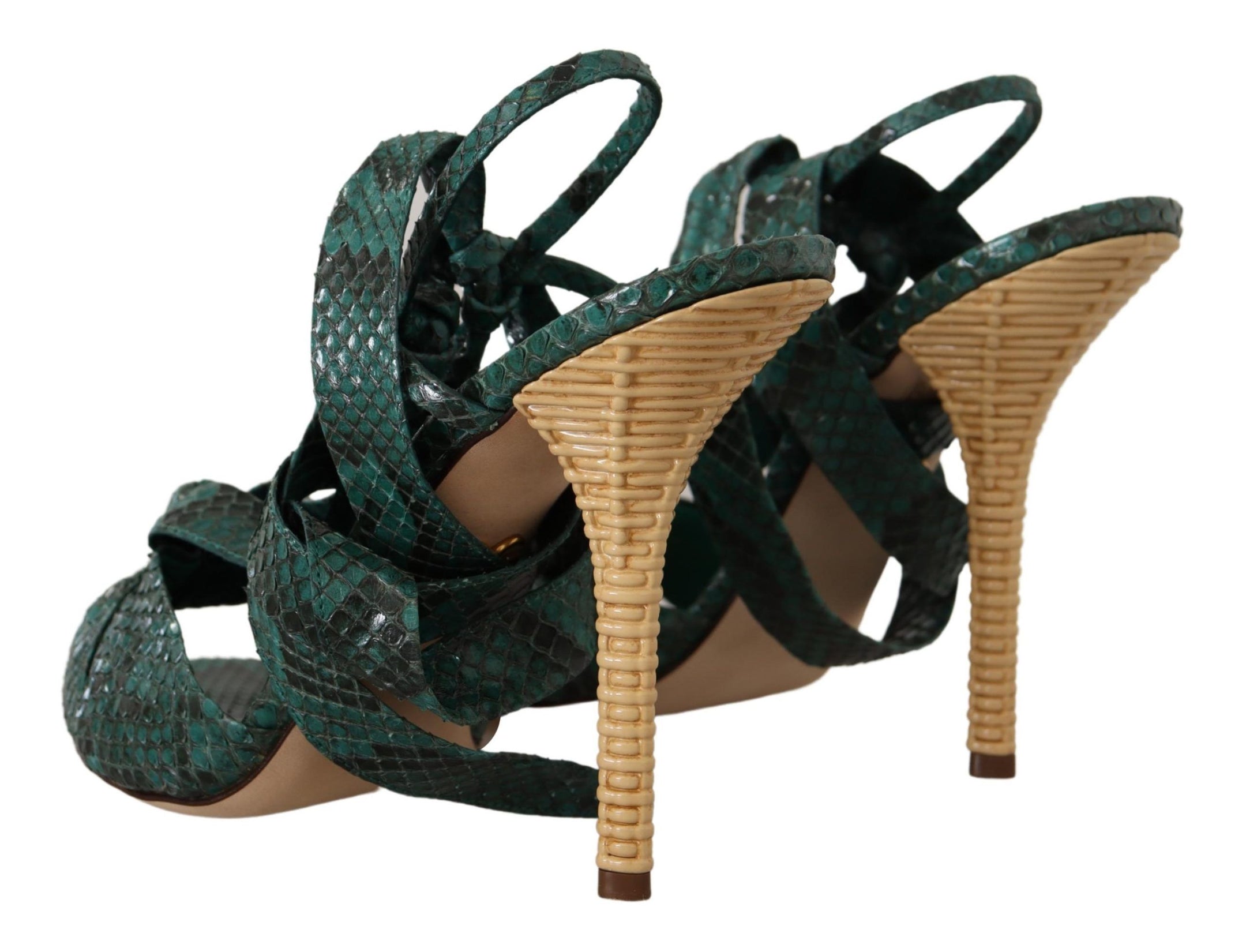 Buy Elegant Green Python Strappy Heels by Dolce & Gabbana