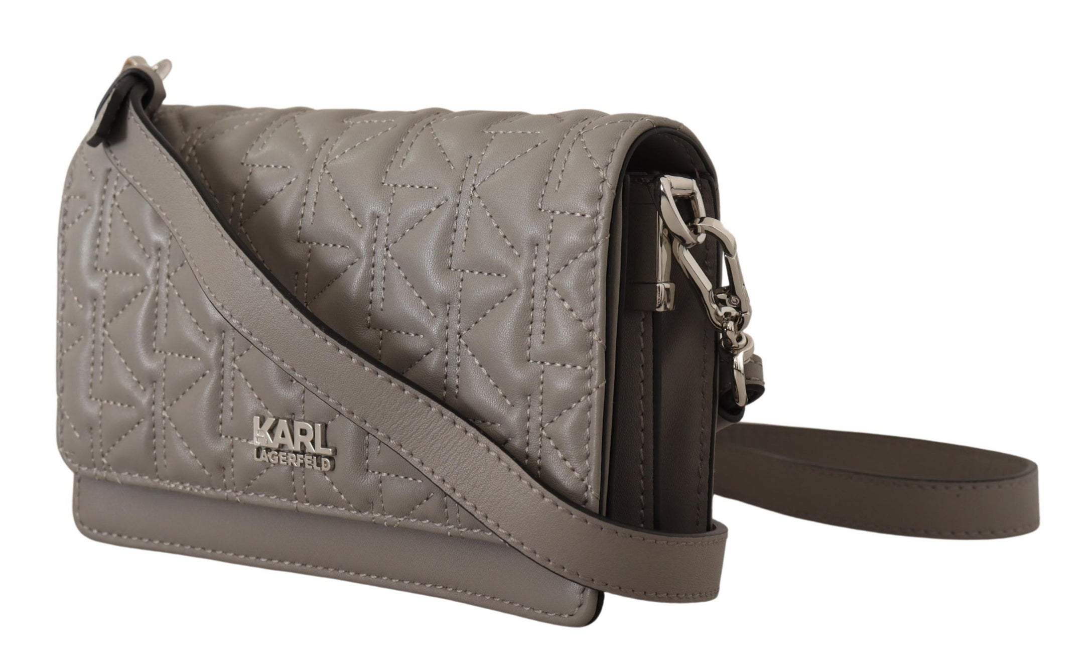 Buy Elegant Grey Leather Crossbody Bag by Karl Lagerfeld