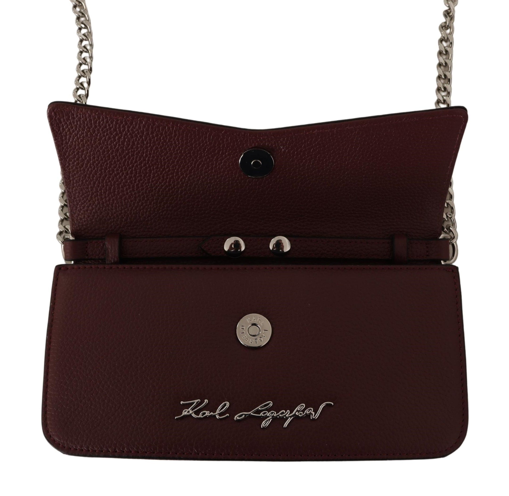 Buy Elegant Wine Leather Evening Clutch by Karl Lagerfeld