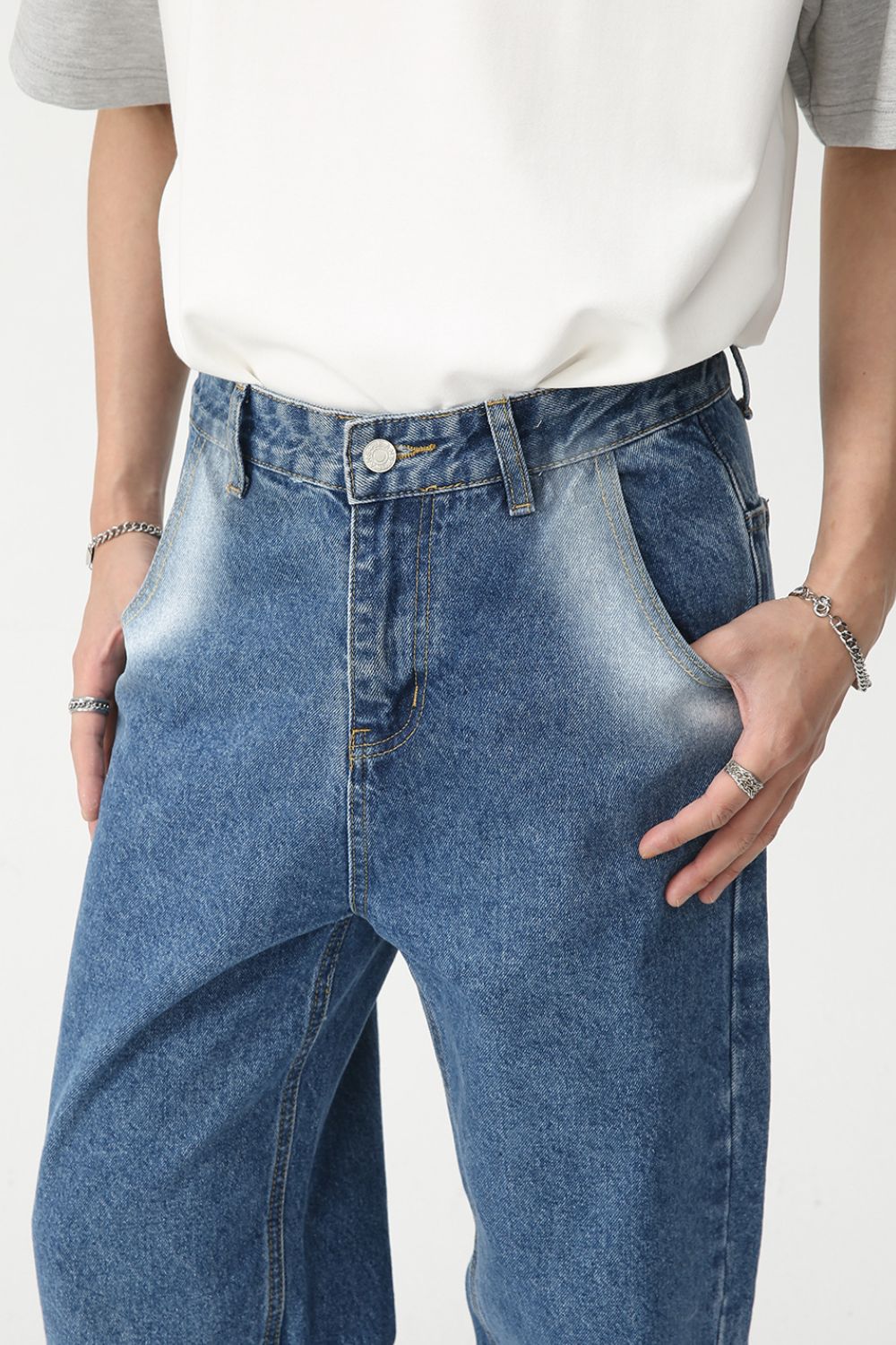 Buy Men's Tie-Dye Washed Straight Leg Jeans by Faz