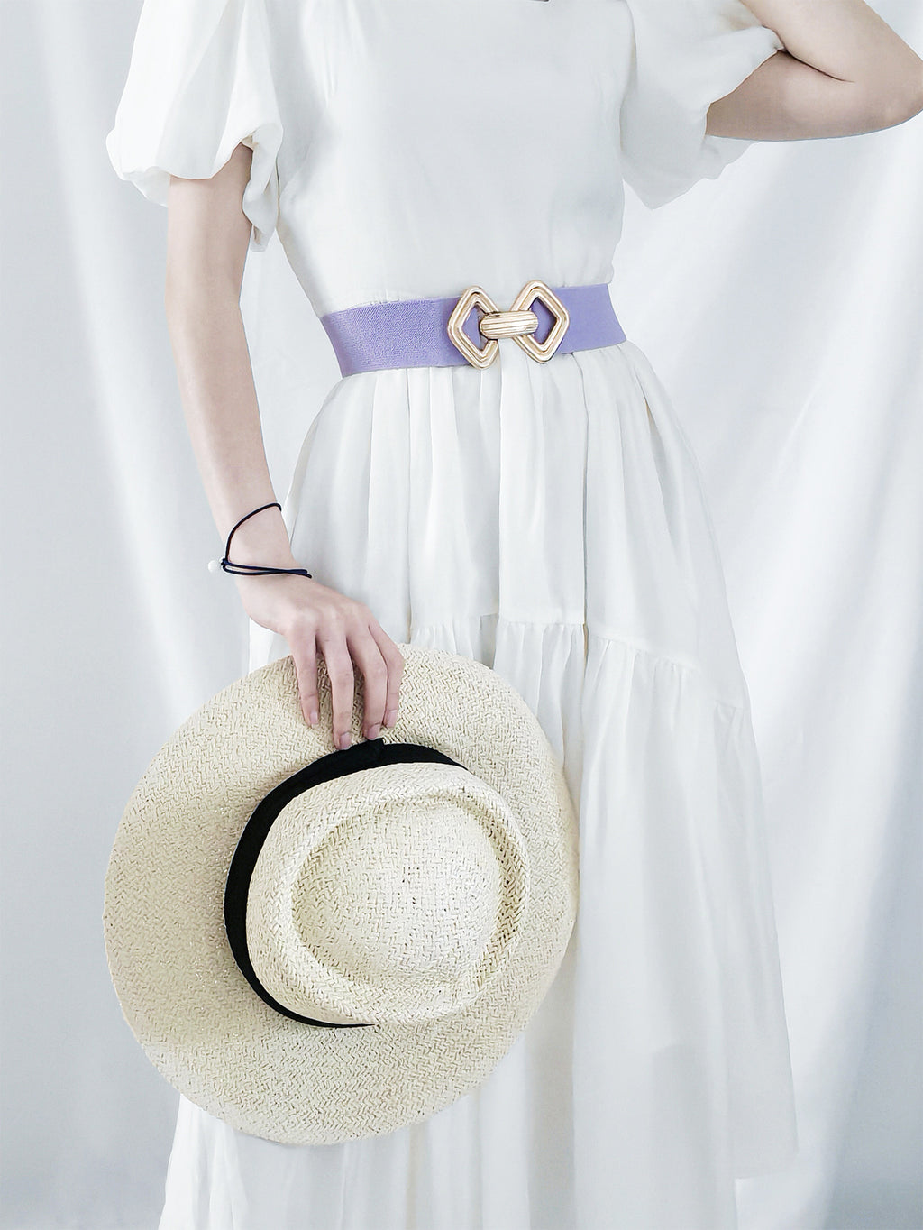 Buy Geometric Buckle Elastic Wide Belt by Faz