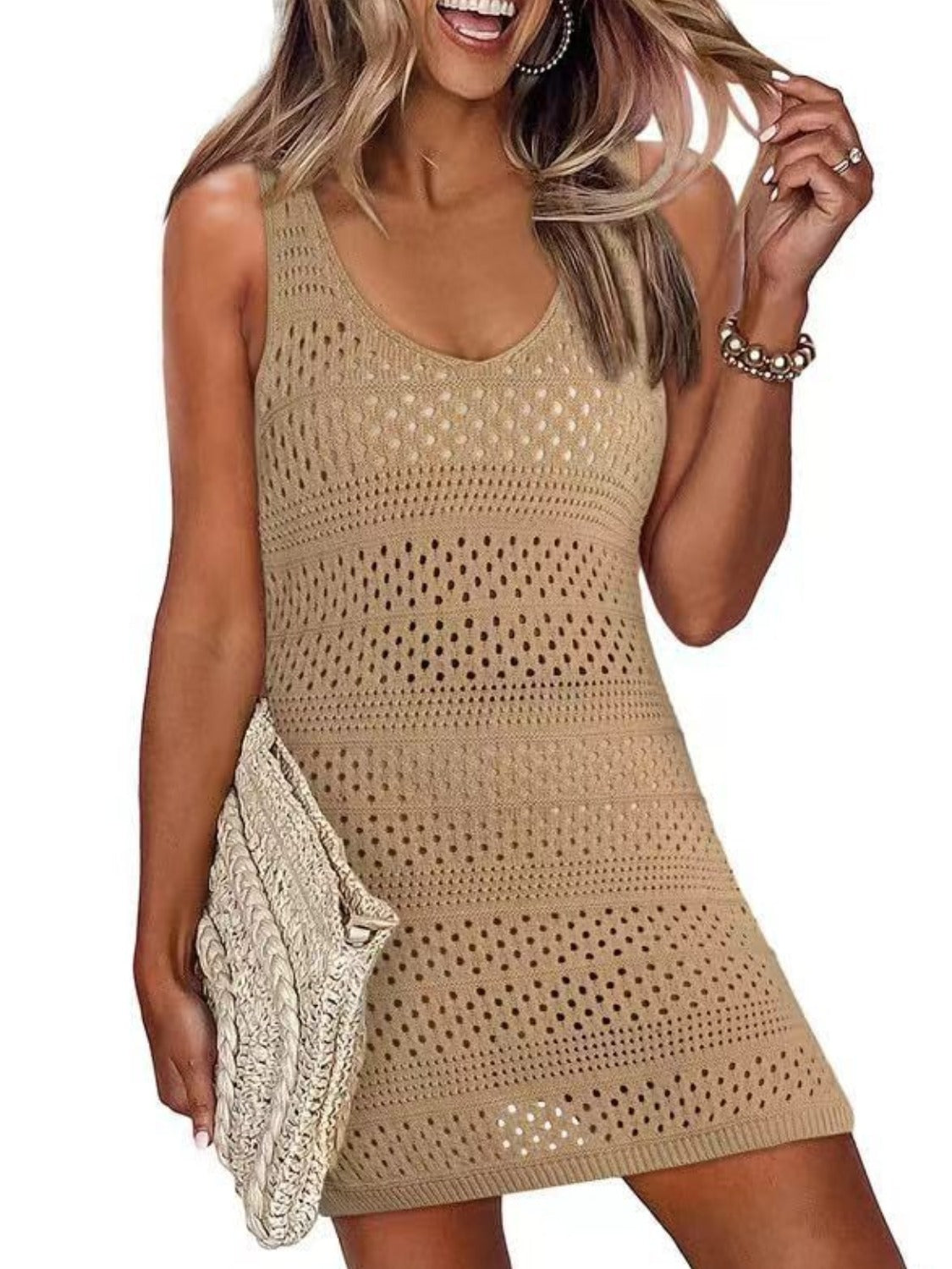 Buy Openwork Scoop Neck Cover Up by Faz