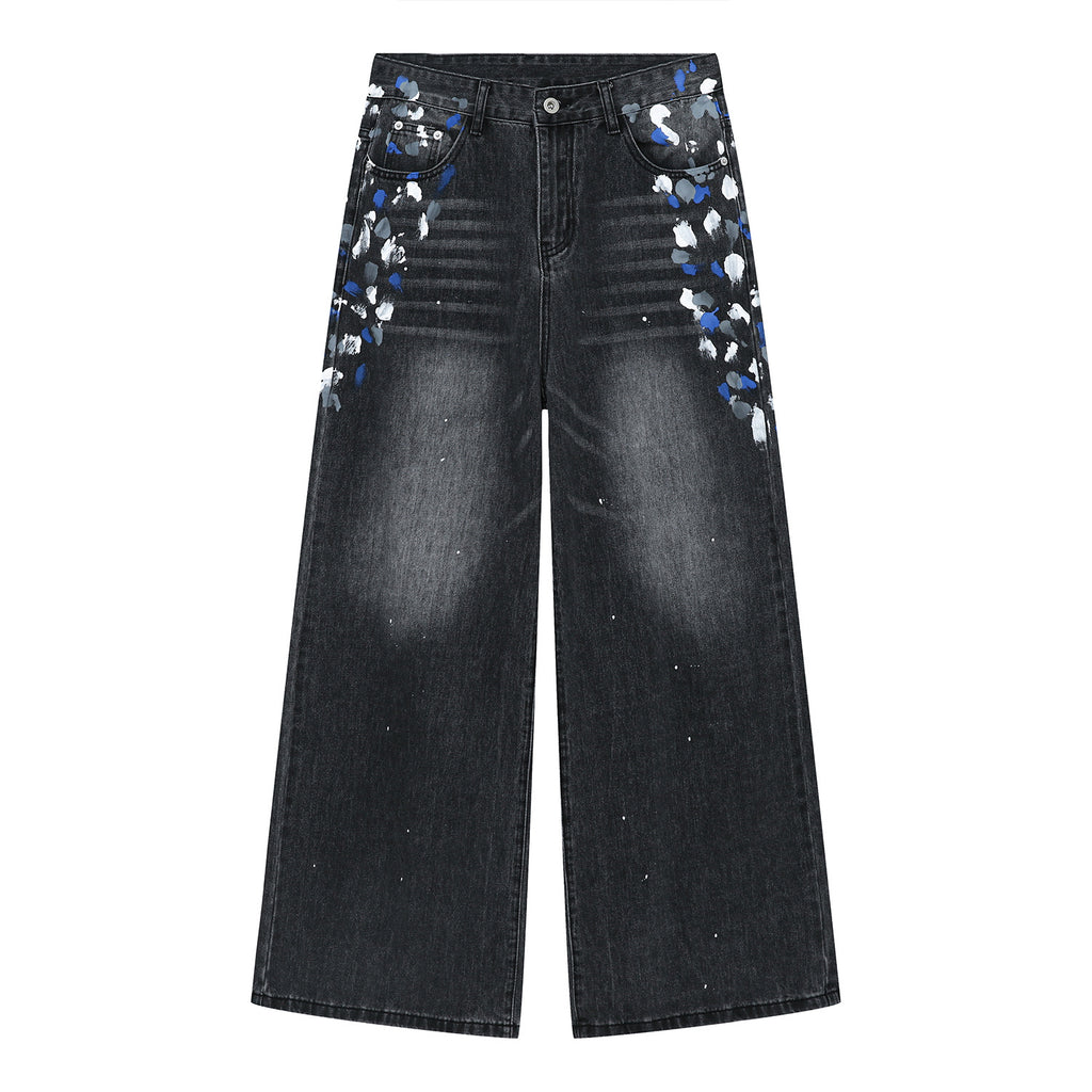 Buy Watercolor Wide Leg Jeans with Pockets by Faz