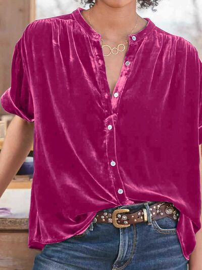 Buy Ruched Round Neck Short Sleeve Shirt by Faz