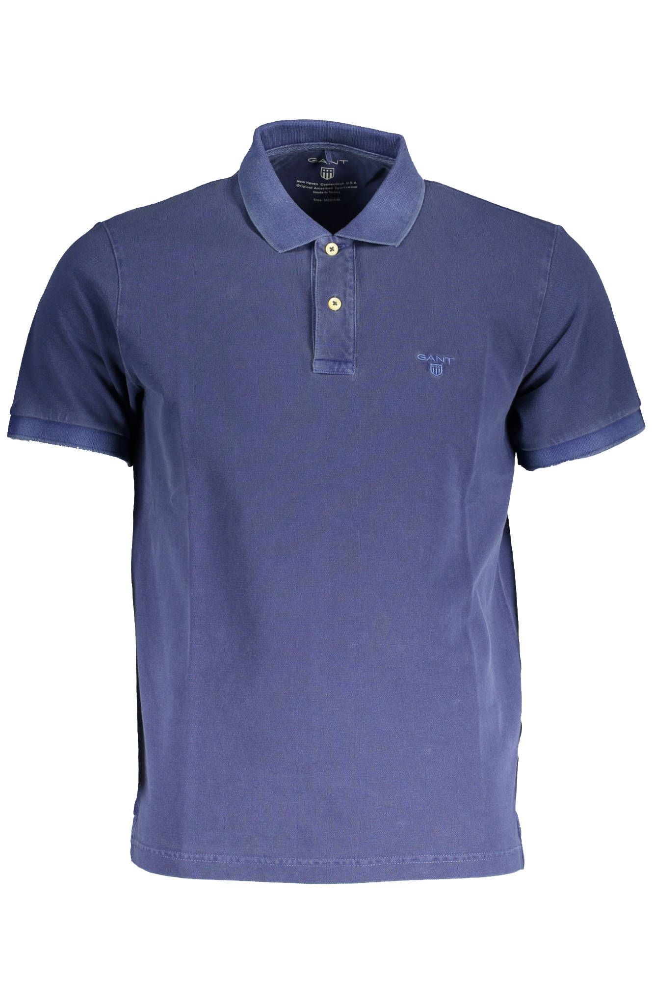 Blue Cotton Men Polo