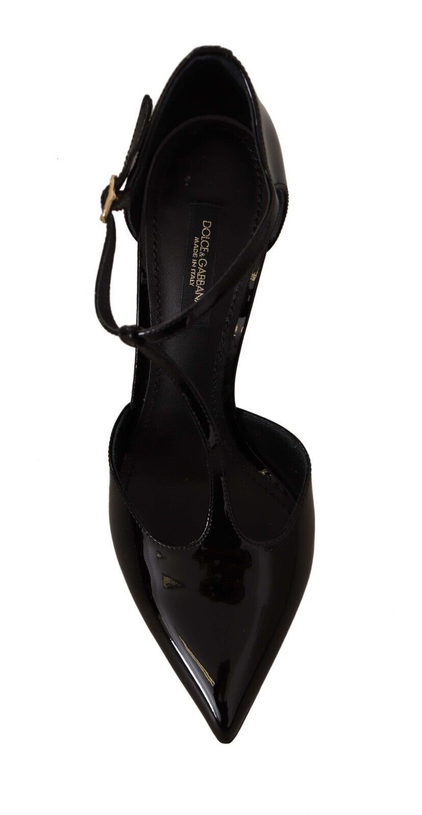 Buy Elegant Black Leather T-Strap Heels Sandals by Dolce & Gabbana