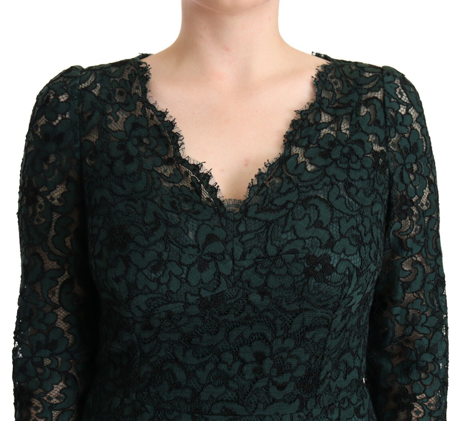 Buy Elegant Lace Floor-Length V-Neck Dress by Dolce & Gabbana