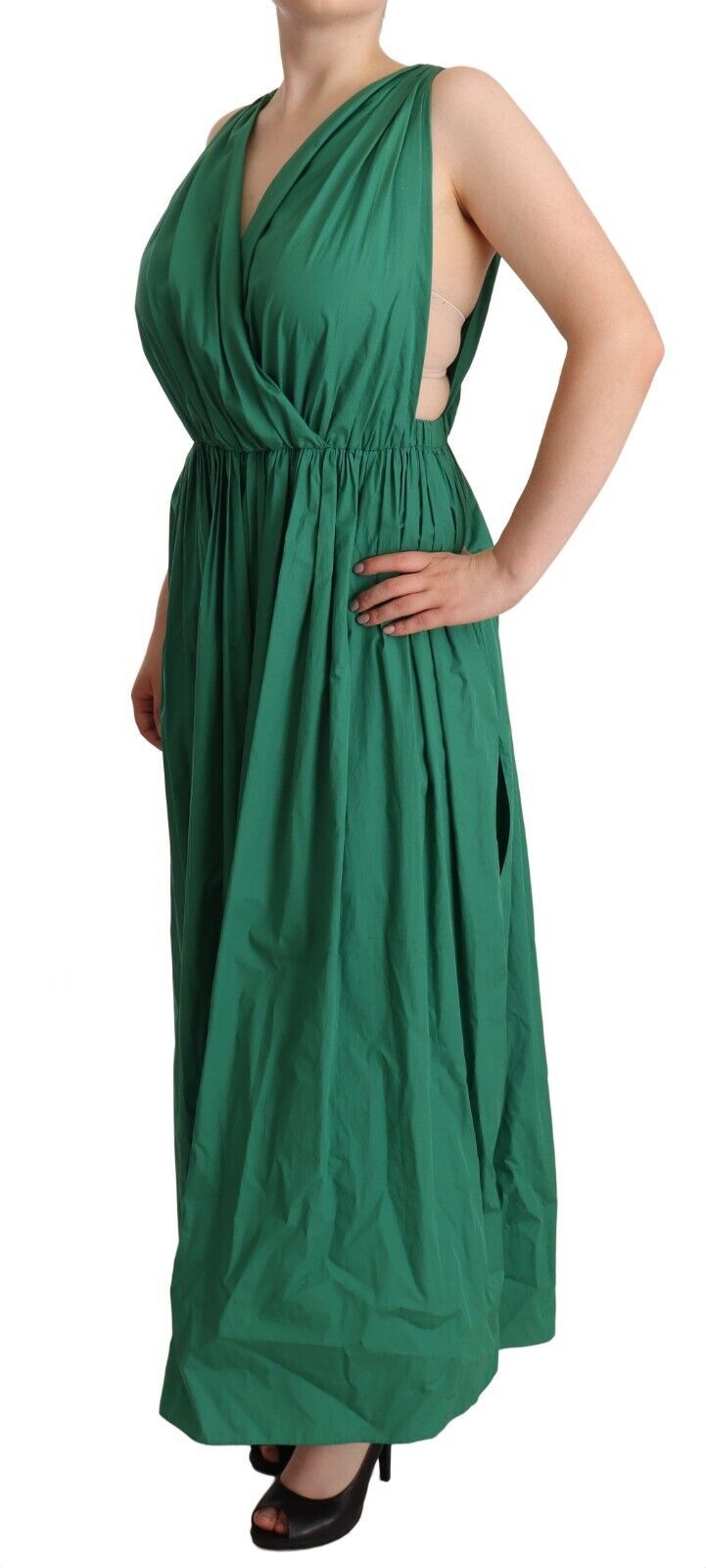 Elegant Deep Green Sleeveless A-Line Dress