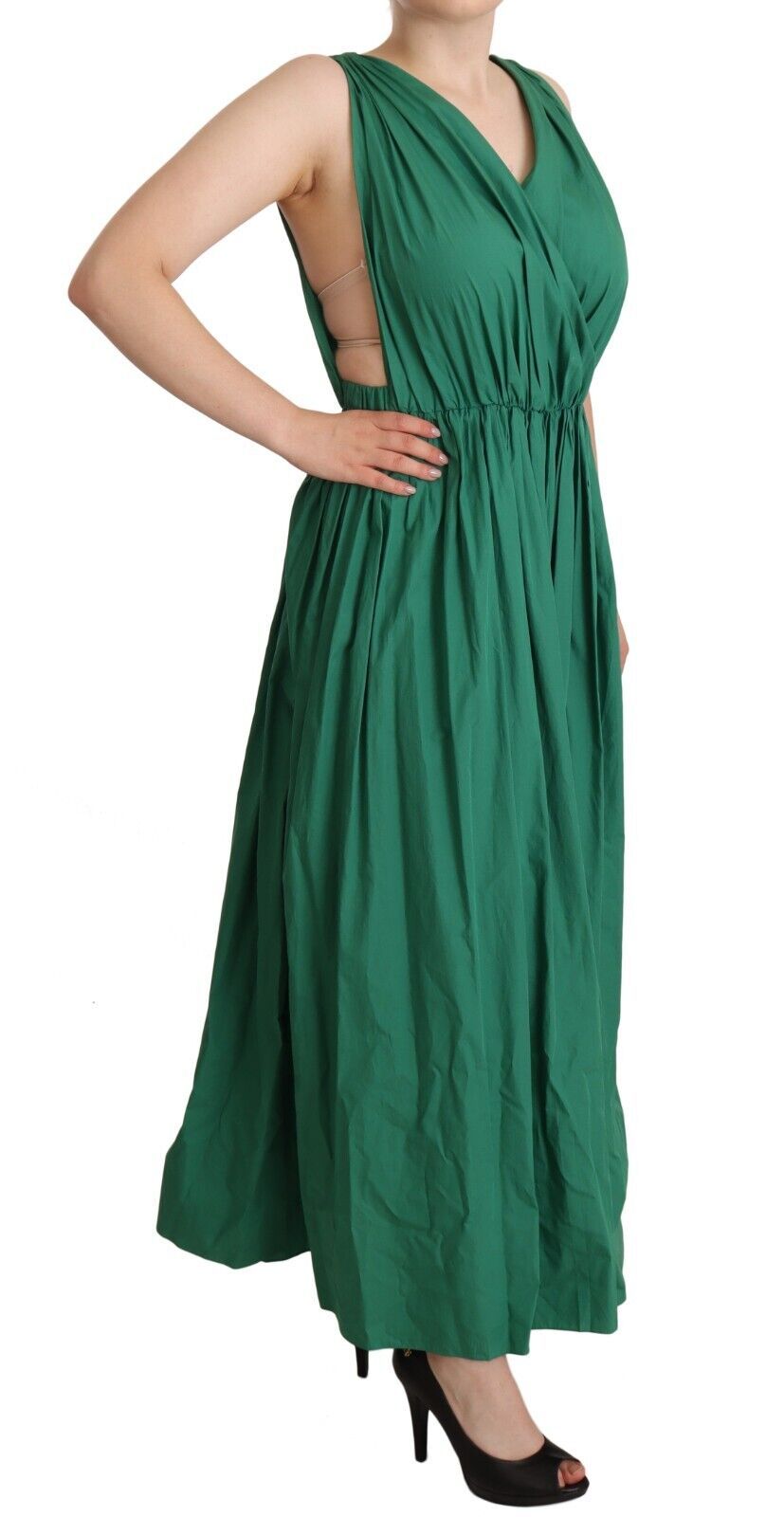 Buy Elegant Deep Green Sleeveless A-Line Dress by Dolce & Gabbana