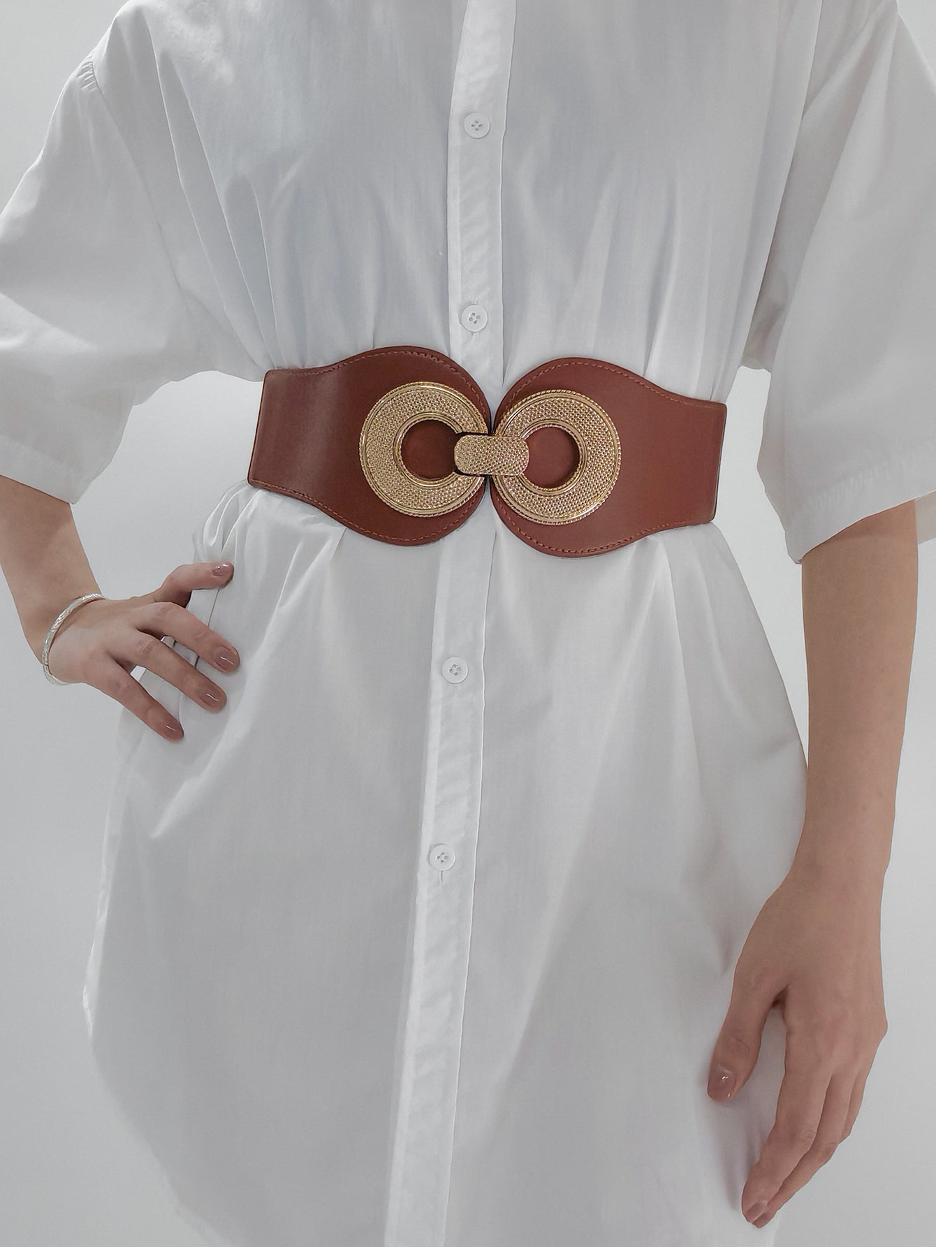 Buy Alloy Buckle Elastic PU Belt by Faz