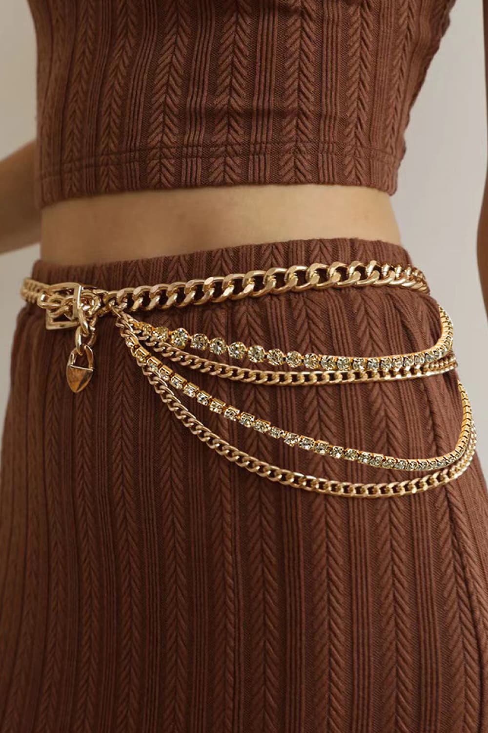 Buy Rhinestone Decor Metal Chain Belt by Faz