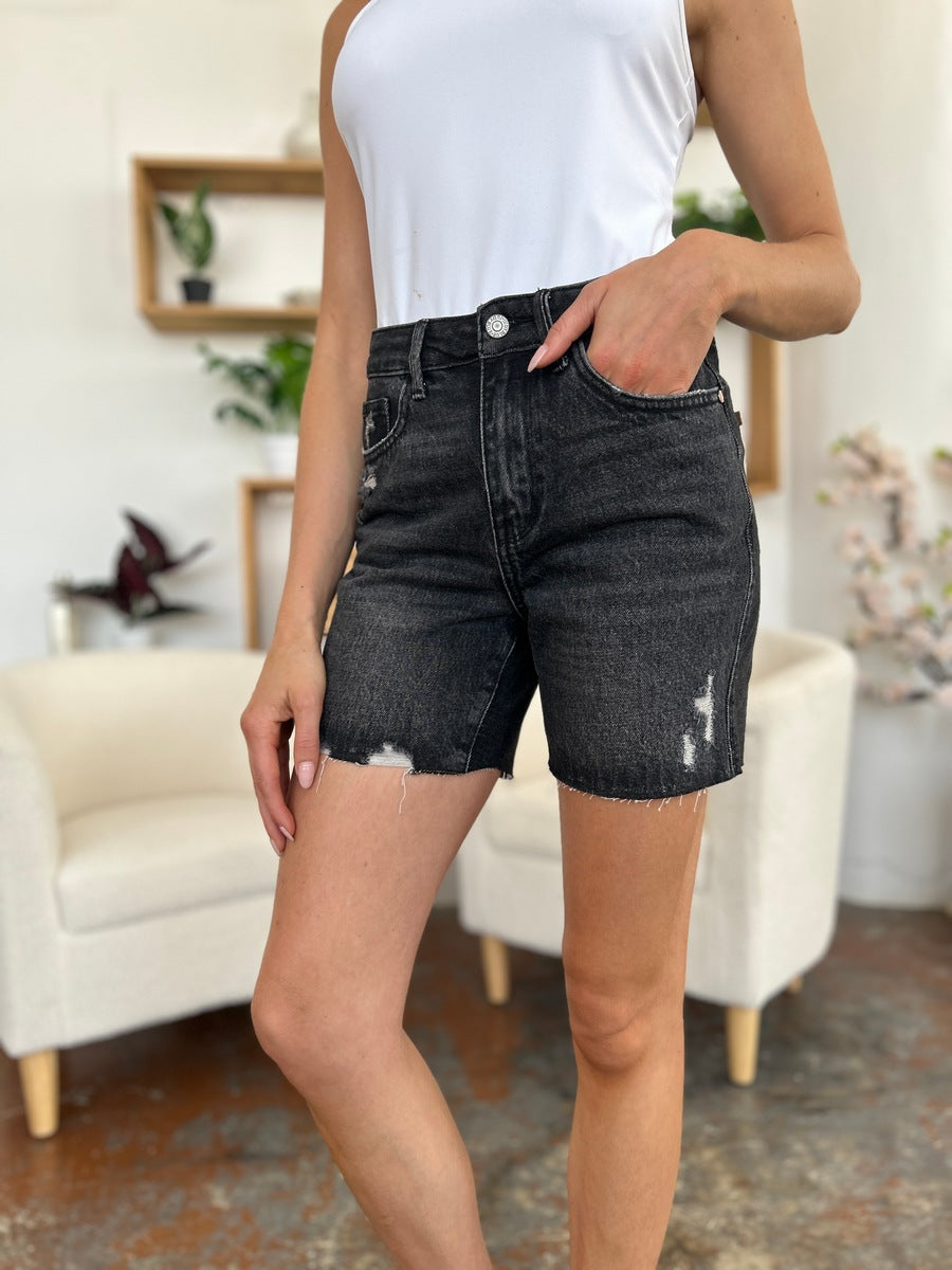 Buy Full Size High Waist Rigid Magic Denim Shorts by Faz