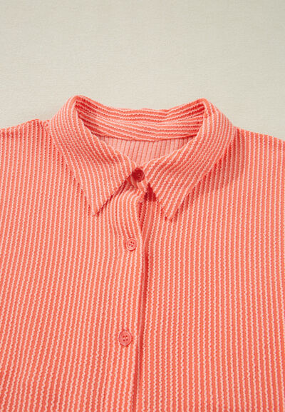 Buy Corded Half Sleeve Button Up High Low Shirt by SYNZ