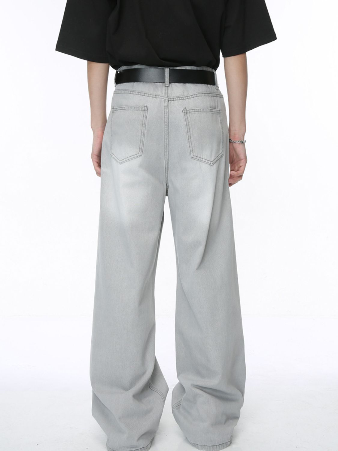 Buy Washed Cat Whisker Straight-Leg Jeans by Faz