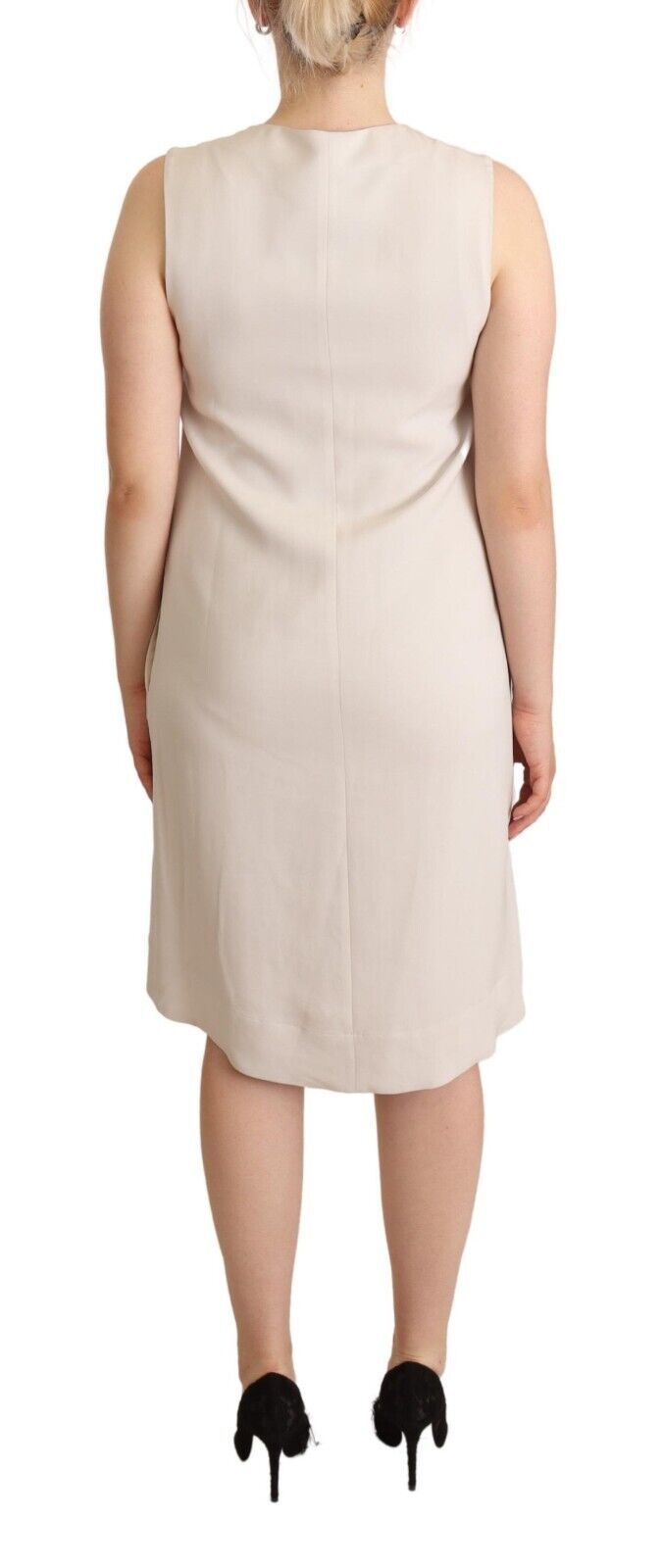 Buy Chic Beige Sleeveless Shift Dress by Peserico