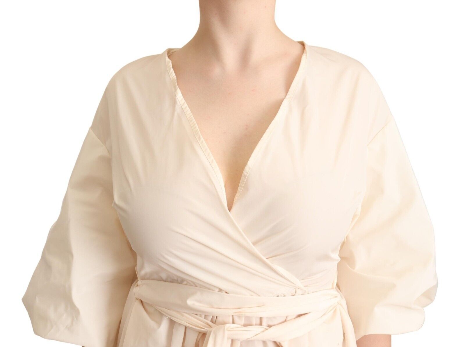 Buy Elegant Off White Maxi Wrap Dress by PINK MEMORIES