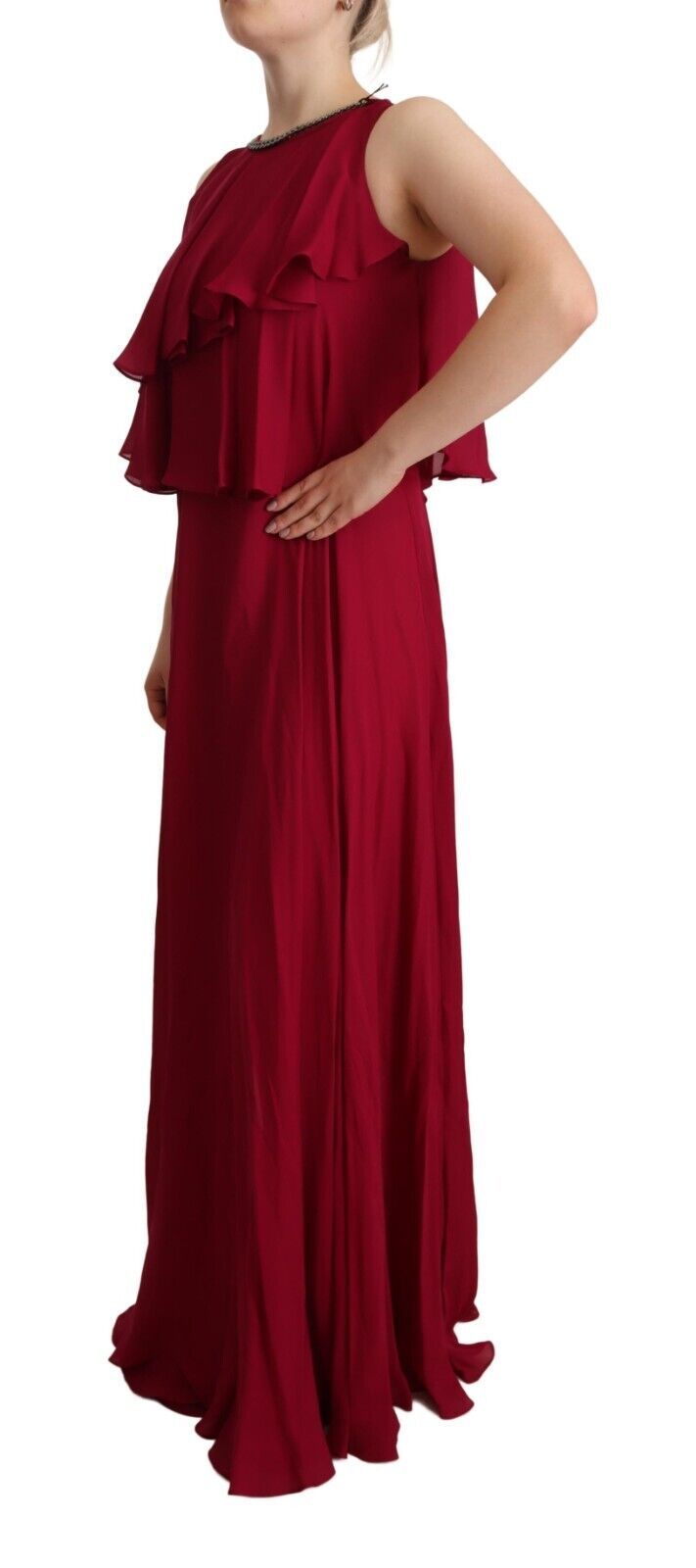 Buy Elegant Silk Sleeveless Ruffled Maxi Dress by PLEIN SUD