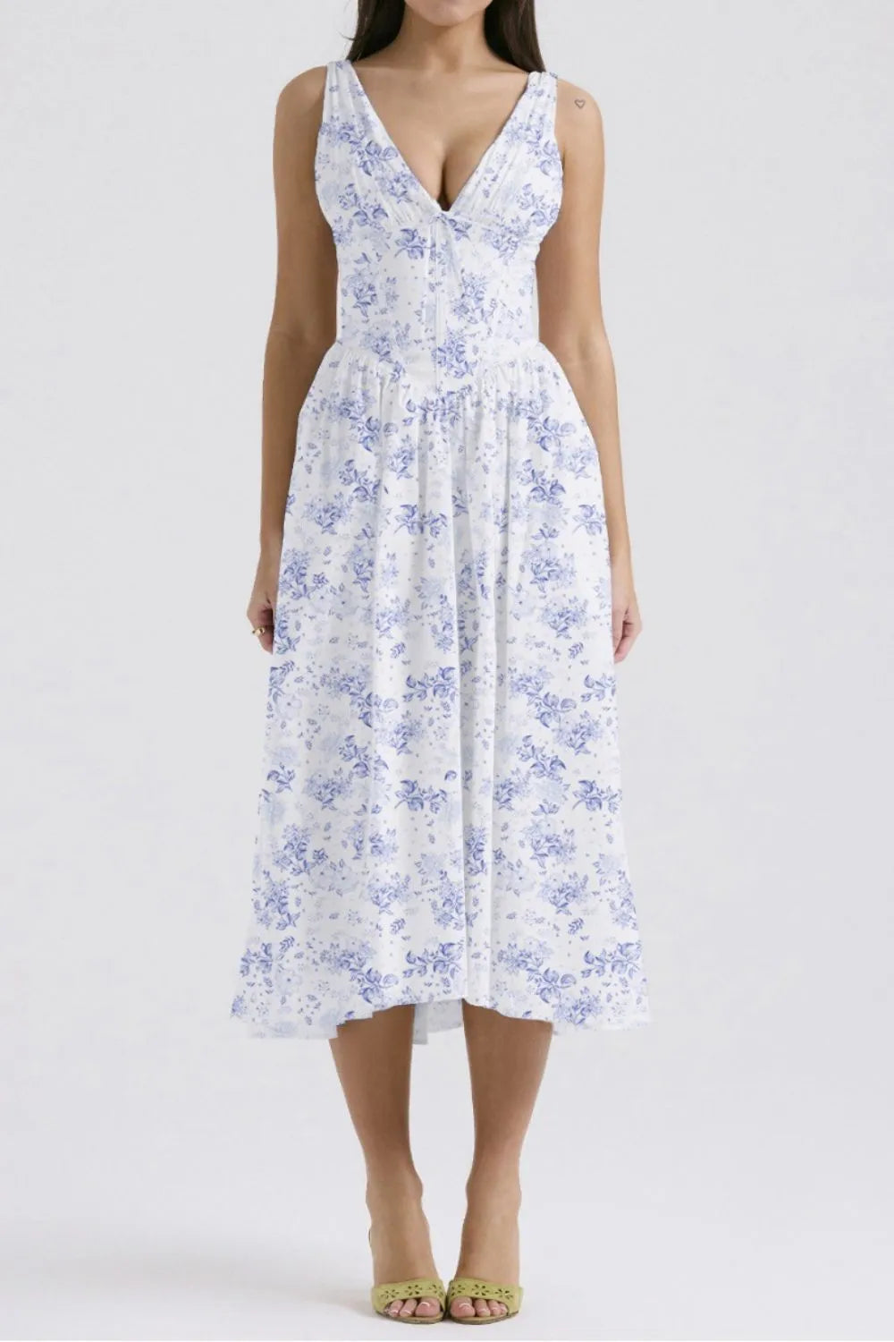 Buy Floral V-Neck Sleeveless Midi Dress with Pockets by Faz