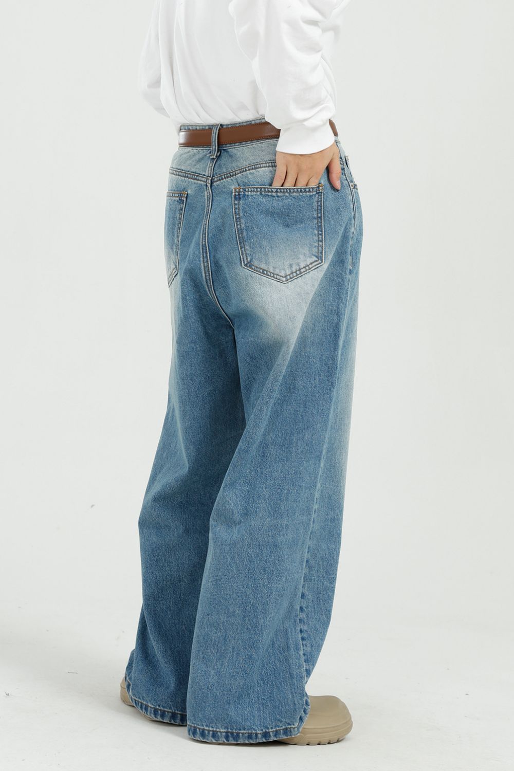Buy Wide Leg Jeans with Pockets by Faz