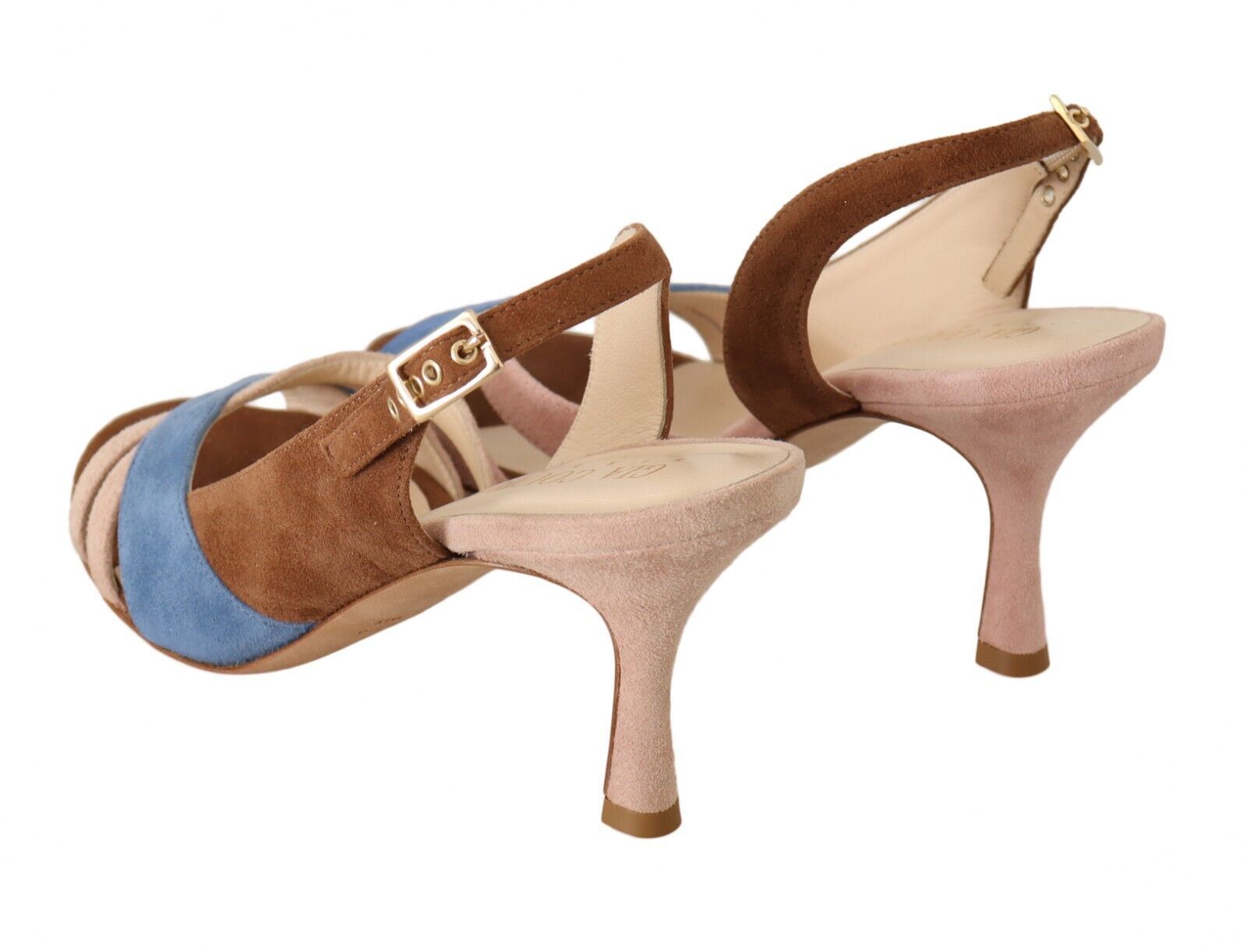 Buy Chic Multicolor Suede Slingback Heel Sandals by GIA COUTURE