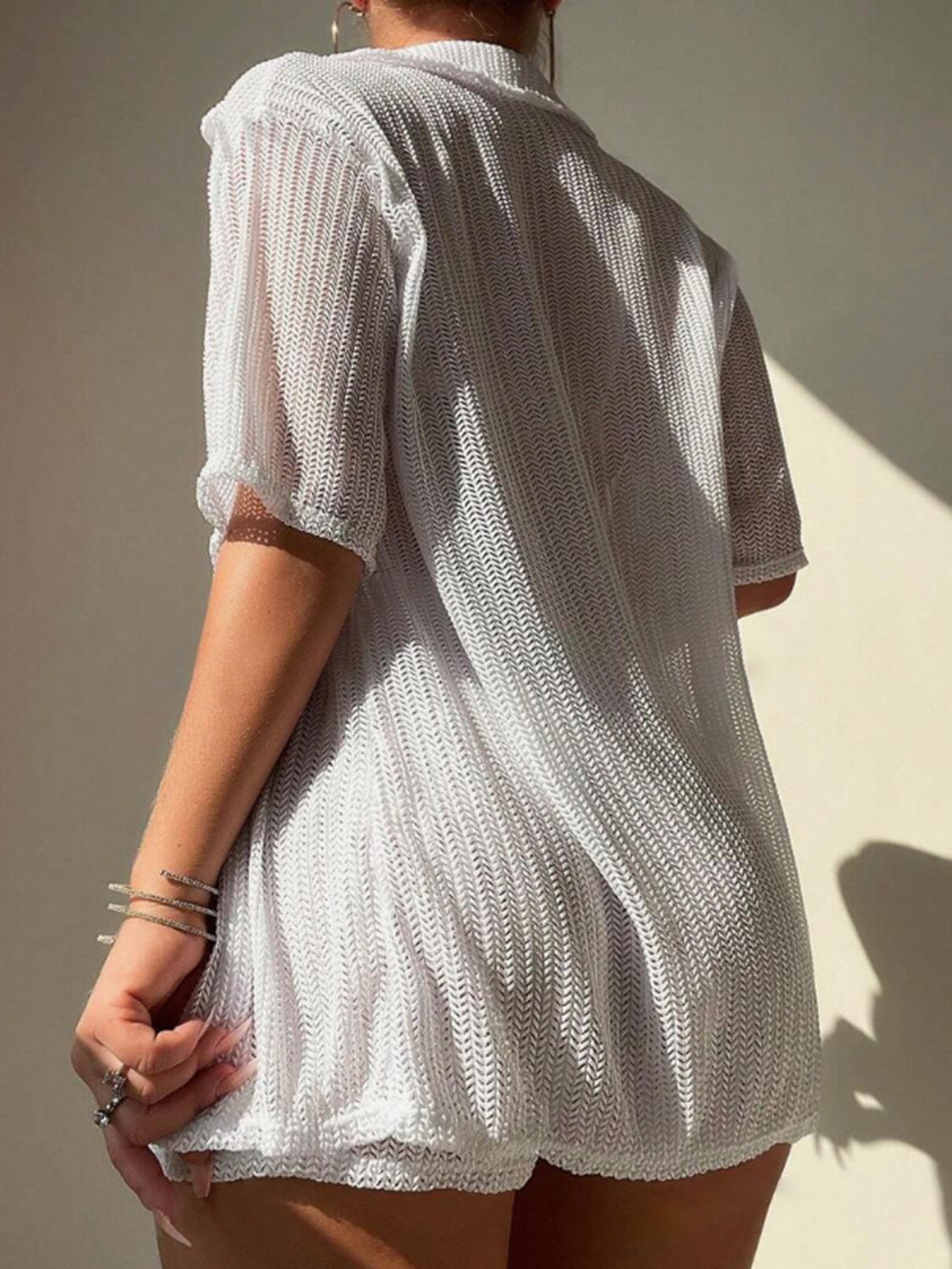 Buy Open Front Half Sleeve Top and Shorts Cover Up Set by Faz