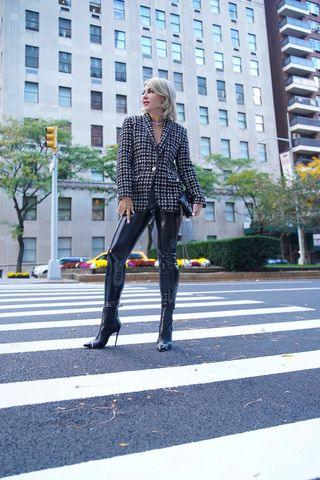 Buy Black & White Tweed Checkers Blazer – Women’s Chic Tailored Jacket by Le Réussi®