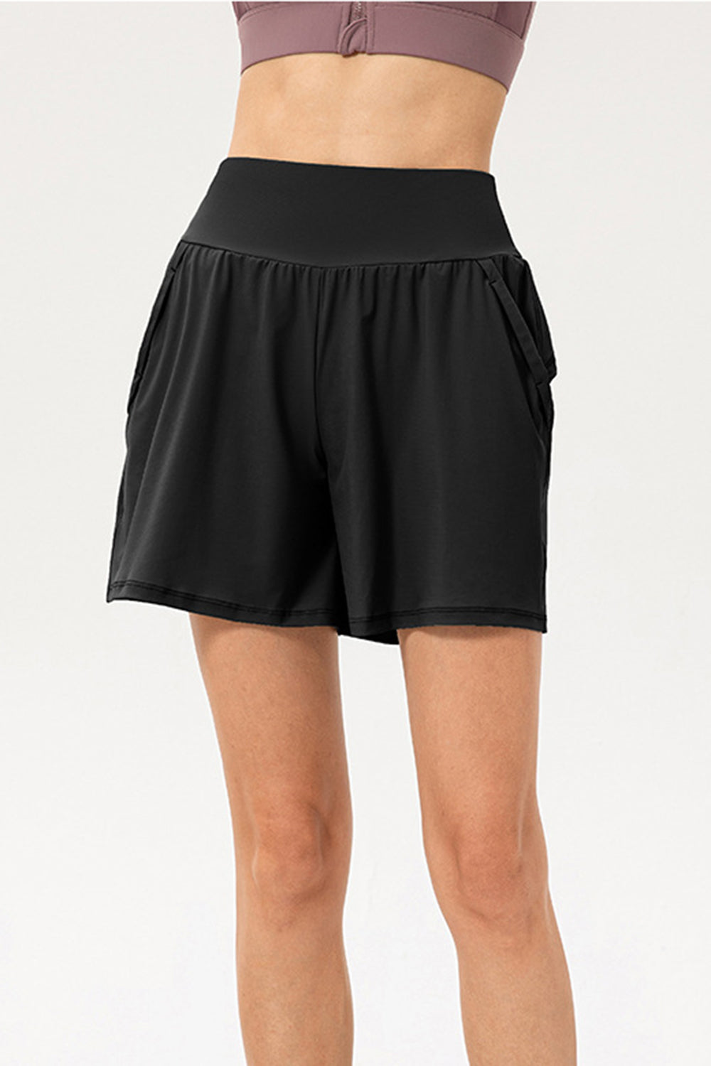 Buy Pocketed Elastic Waist Active Shorts by Faz