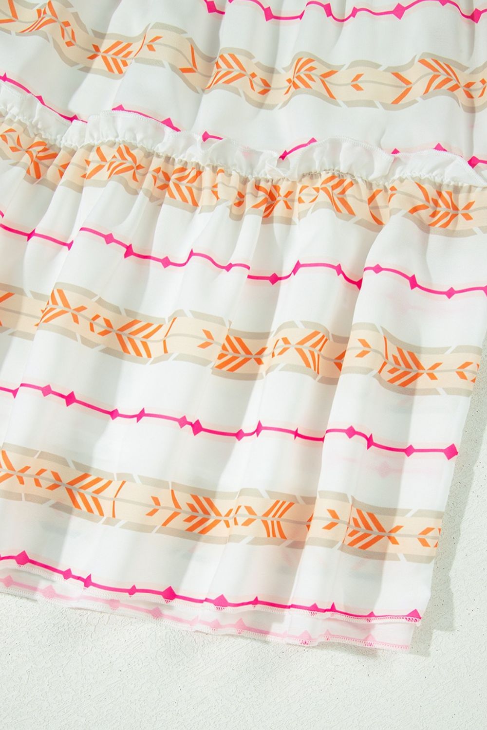 Buy Printed Ruffled Notched Loose Dress by Faz