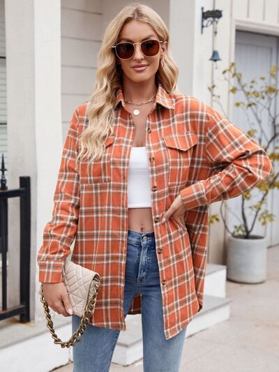 Buy Plaid Button Up Long Sleeve Shirt by Mandy