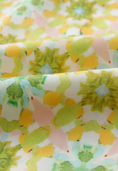 Buy Frill Printed Collared Neck Long Sleeve Blouse by SYNZ