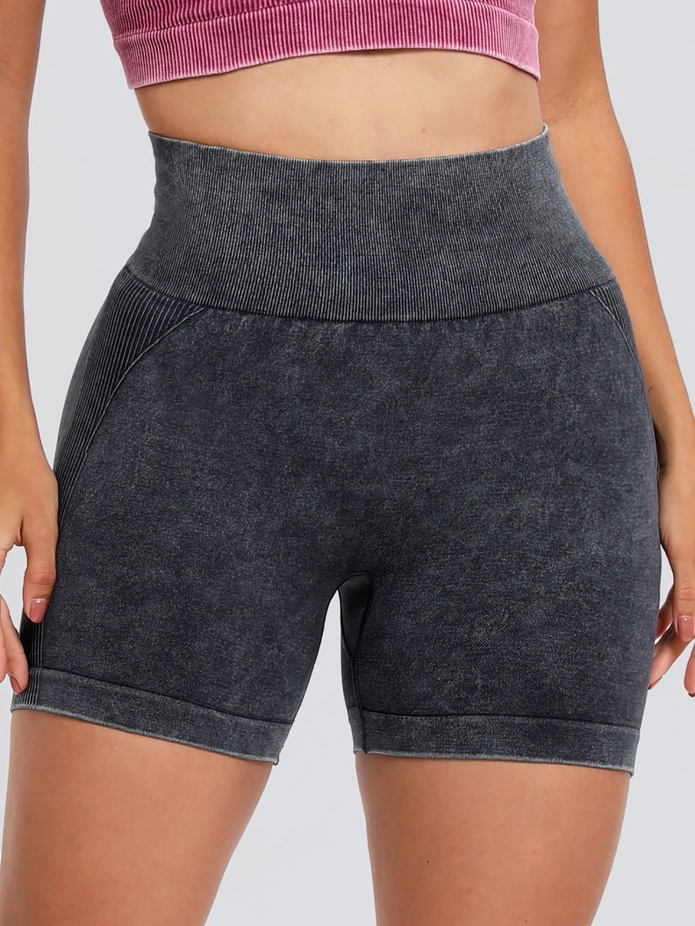 Buy Washed High Waist Active Shorts by Faz