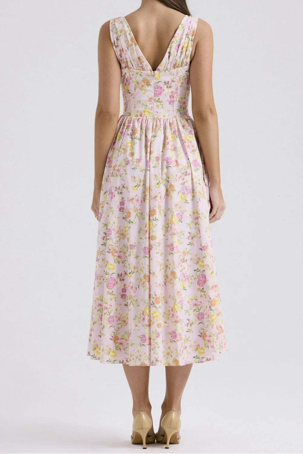 Buy Floral V-Neck Sleeveless Midi Dress with Pockets by Faz