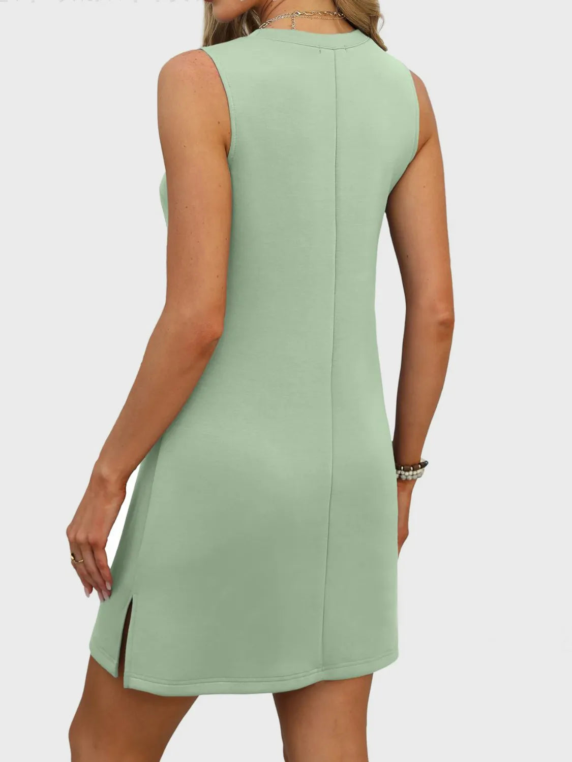Buy Slit V-Neck Sleeveless Mini Dress by Faz