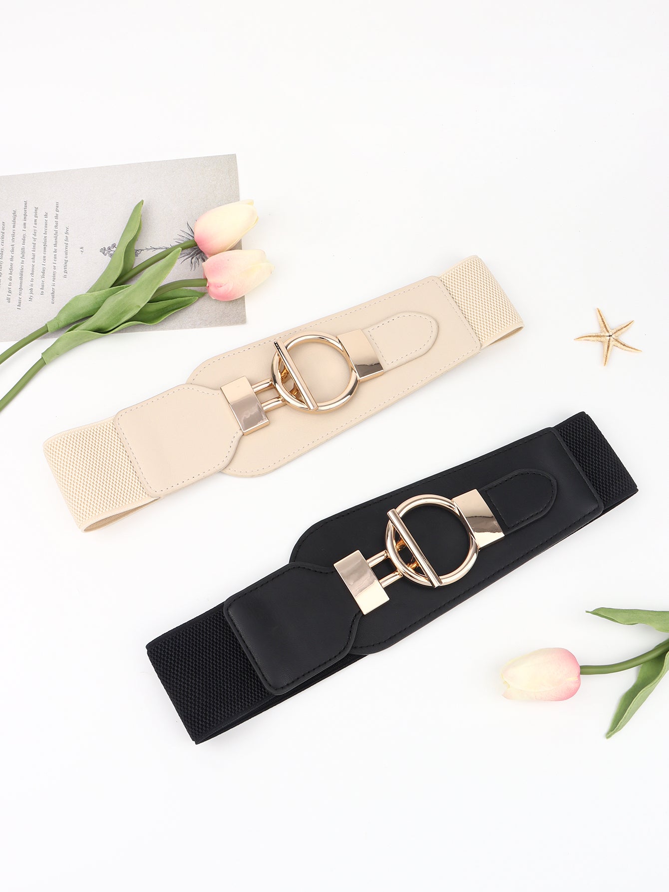 Buy PU Elastic Wide Belt with Alloy Buckle by Faz
