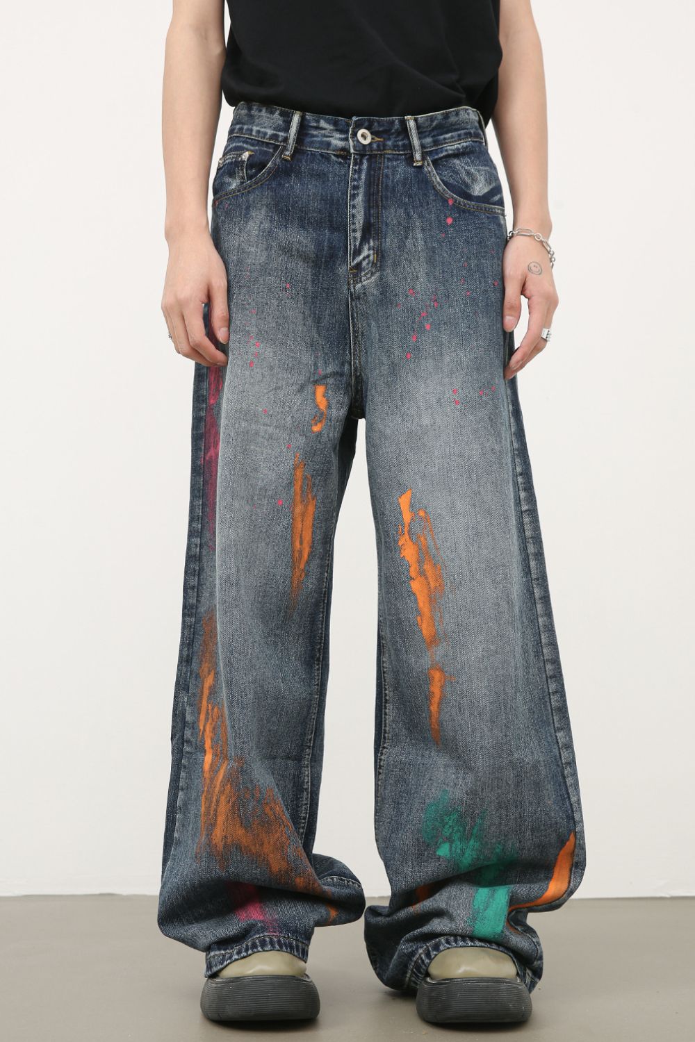 Buy Men's Splash Print Wide Leg Jeans by Faz