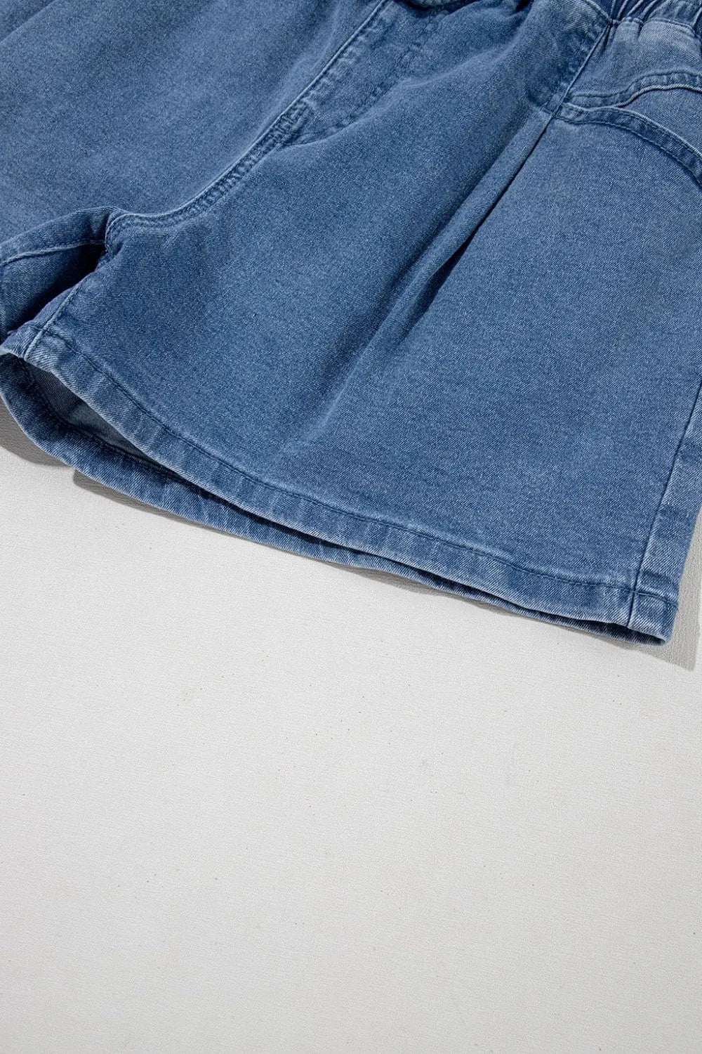 Buy Drawstring High Waist Denim Shorts with Pockets by Faz