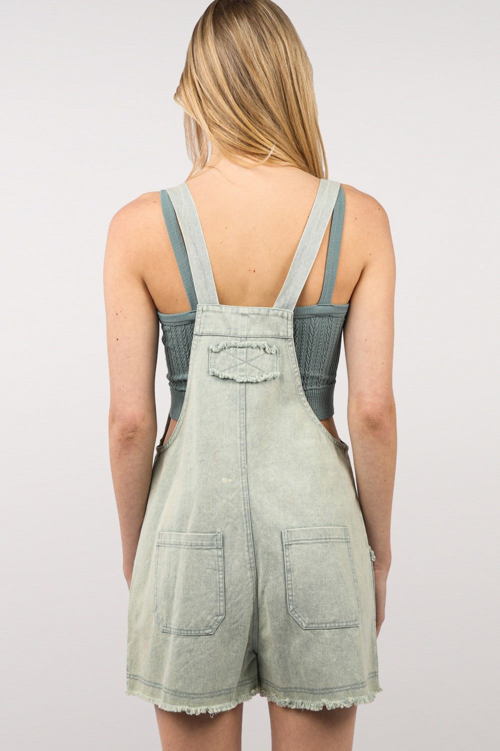 Buy Washed Frayed Hem Denim Overall by Faz