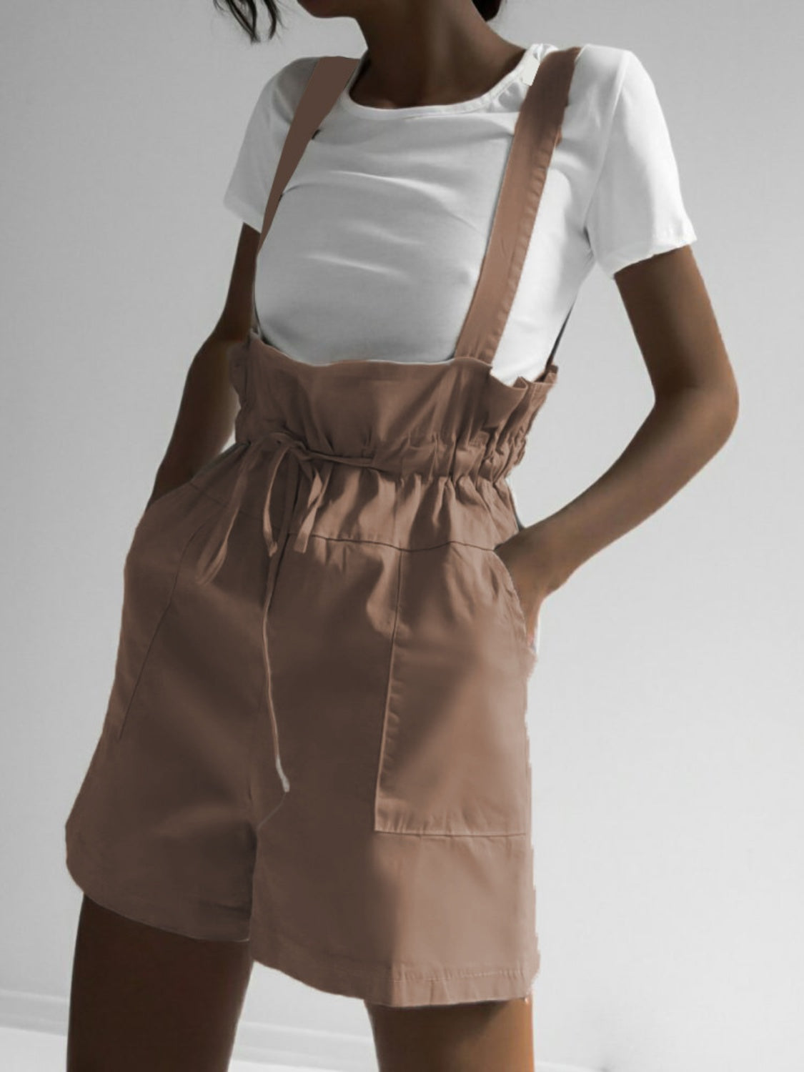 Buy Drawstring Wide Strap Overalls with Pockets by Faz