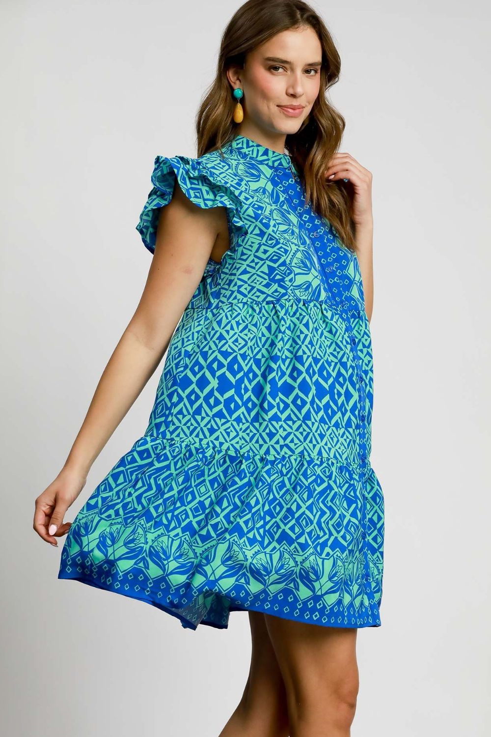 Buy Full Size Mixed Print Mini Dress Plus Size by Faz